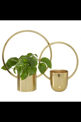  OUT OF STOCK 11", 14" SET OF 2 METAL GOLD RING PLANTERS [201635]
